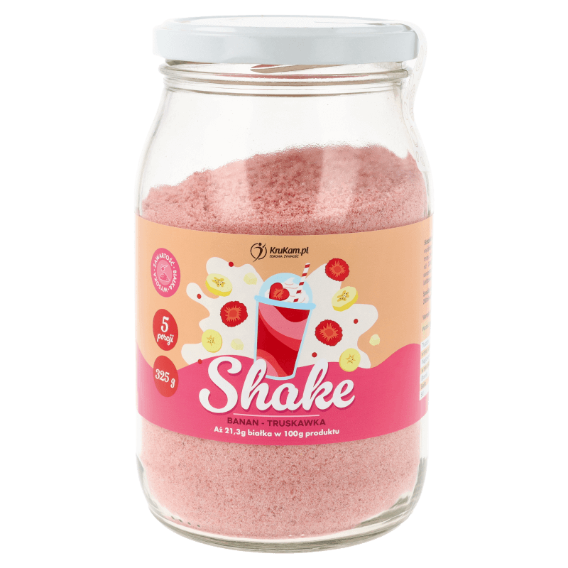 Mieszanka na shake wysokobiałkowy banan truskawka 325g (5 porcji)