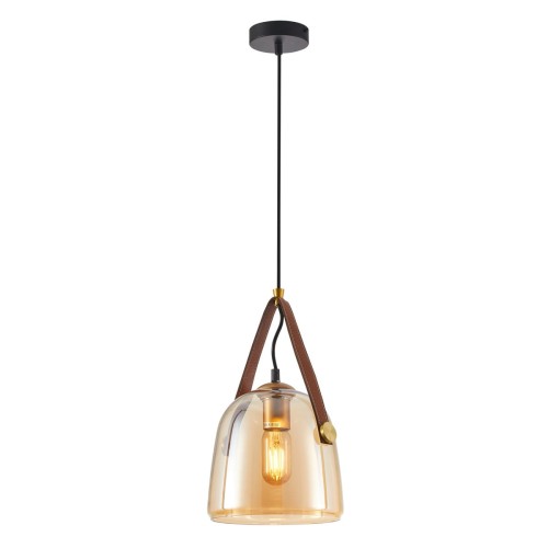 Solta lampa wisząca 1-punktowa czarna/bursztynowa PND-24342-1-BK-AMB