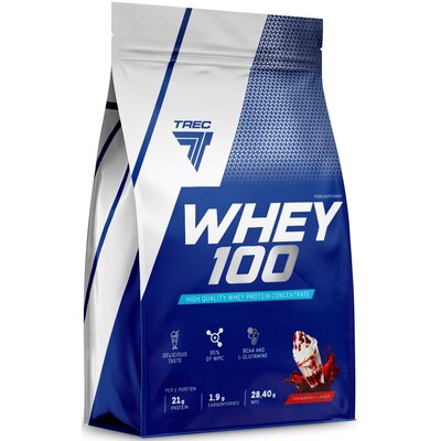 Trec Whey 100 białko WPC 700g o smaku truskawkowym