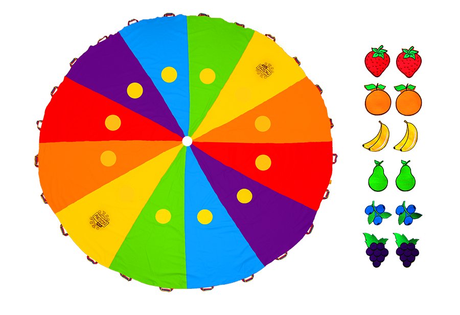 Akson Chusta edukacyjna 3 m zestaw duże koła + 12 owoców CHUSTA_EDU