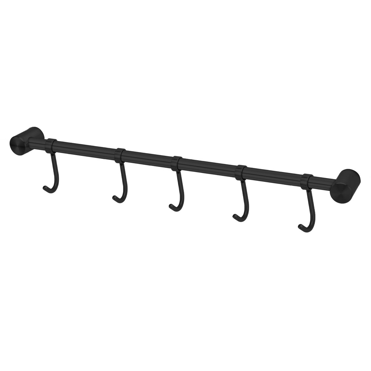 Szyna wisząca ze stali nierdzewnej z 5 hakami w kolorze czarnym - szyna hakowa Kitchen Bar Wall Holder