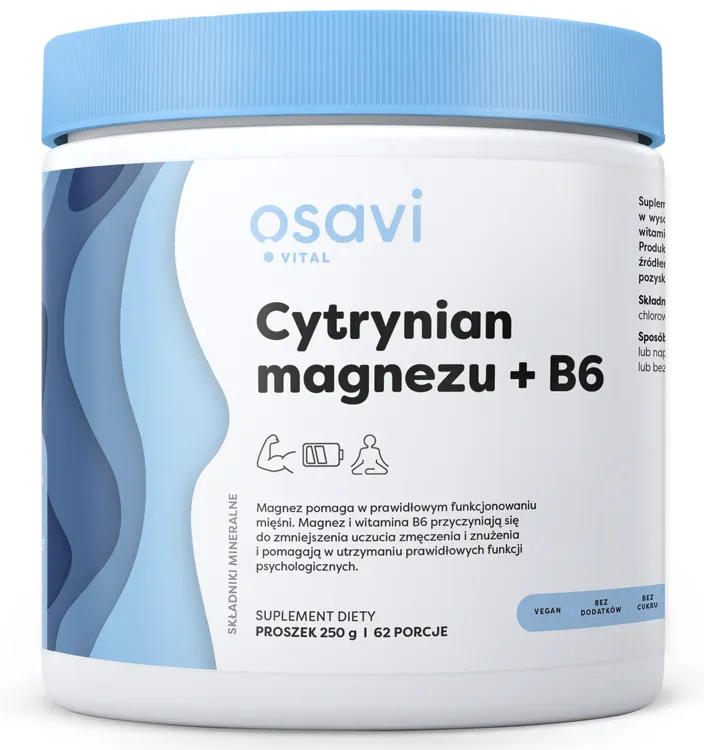 Zdjęcia - Witaminy i składniki mineralne OSAVI Cytrynian magnezu + B6 (250 g)