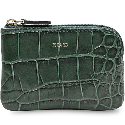 Picard Damskie etui na klucze Weimar 1 z prawdziwej skóry małe | szerokość 8 cm wysokość 1 cm długość 12 cm z zamkiem błyskawicznym | na co dzień, zielony, Einheitsgröße, etui na klucze
