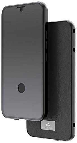 Black Rock - Etui ze szkła 360 stopni, skórzane etui pasuje do Samsung Galaxy S23 5G I etui na telefon komórkowy, zamknięcie magnetyczne (przezroczyste z czarną ramką)