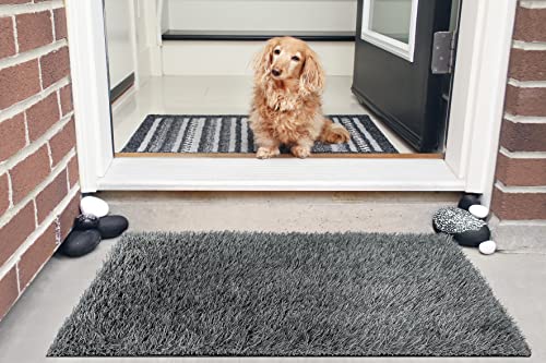 eGrass Premium Mata ze sztucznej trawy Ogród Balkon Taras, wewnątrz i na zewnątrz, odporność na promieniowanie UV Przepuszczalna dla wody, gwarancja VALENCIA - WYCIERACZKA - CIEMNOSZARA 44CM x 66CM