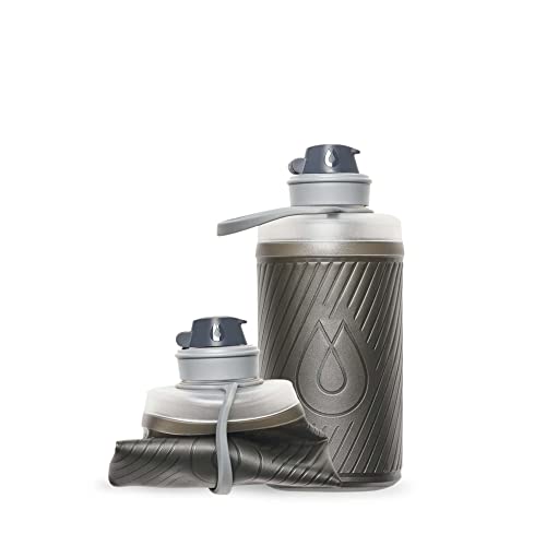 Hydrapak Flux składana butelka na wodę z plecakiem, 750 ml, bez BPA, ultralekka, odporna na zalanie, zakrętka - Mammoth Grey