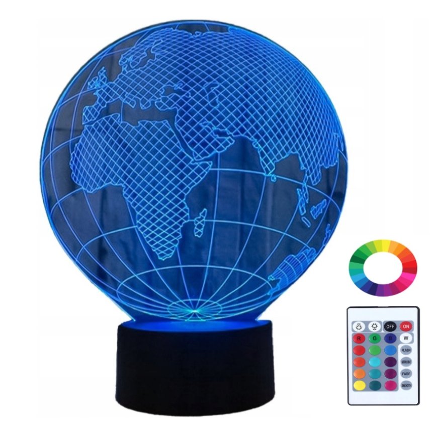 Lampka Nocna Prezent Globus 3d Led Imię