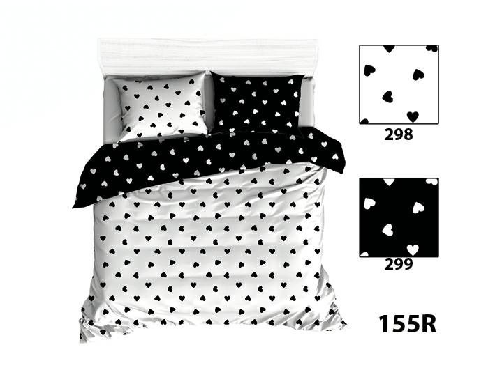 Pościel 200x220 R155 czarna biała serduszka