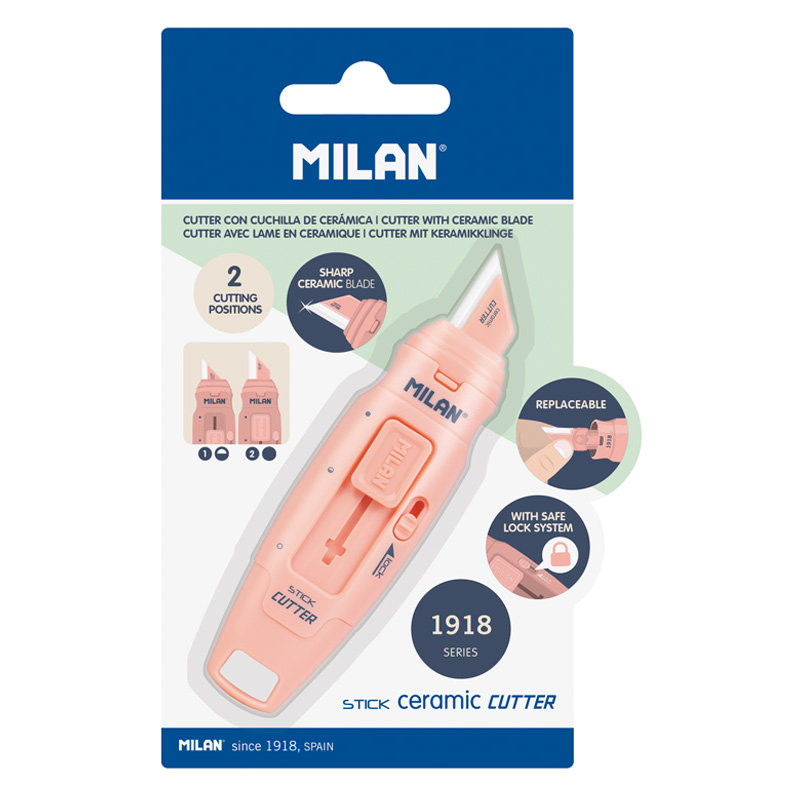 Nożyk ceramiczny MILAN STICK 1918 różowy na blistrze