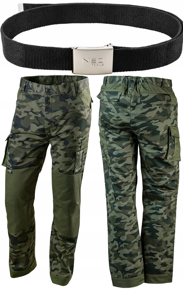 Neo Spodnie robocze Moro Leśnika roz 3XL/58 +pasek