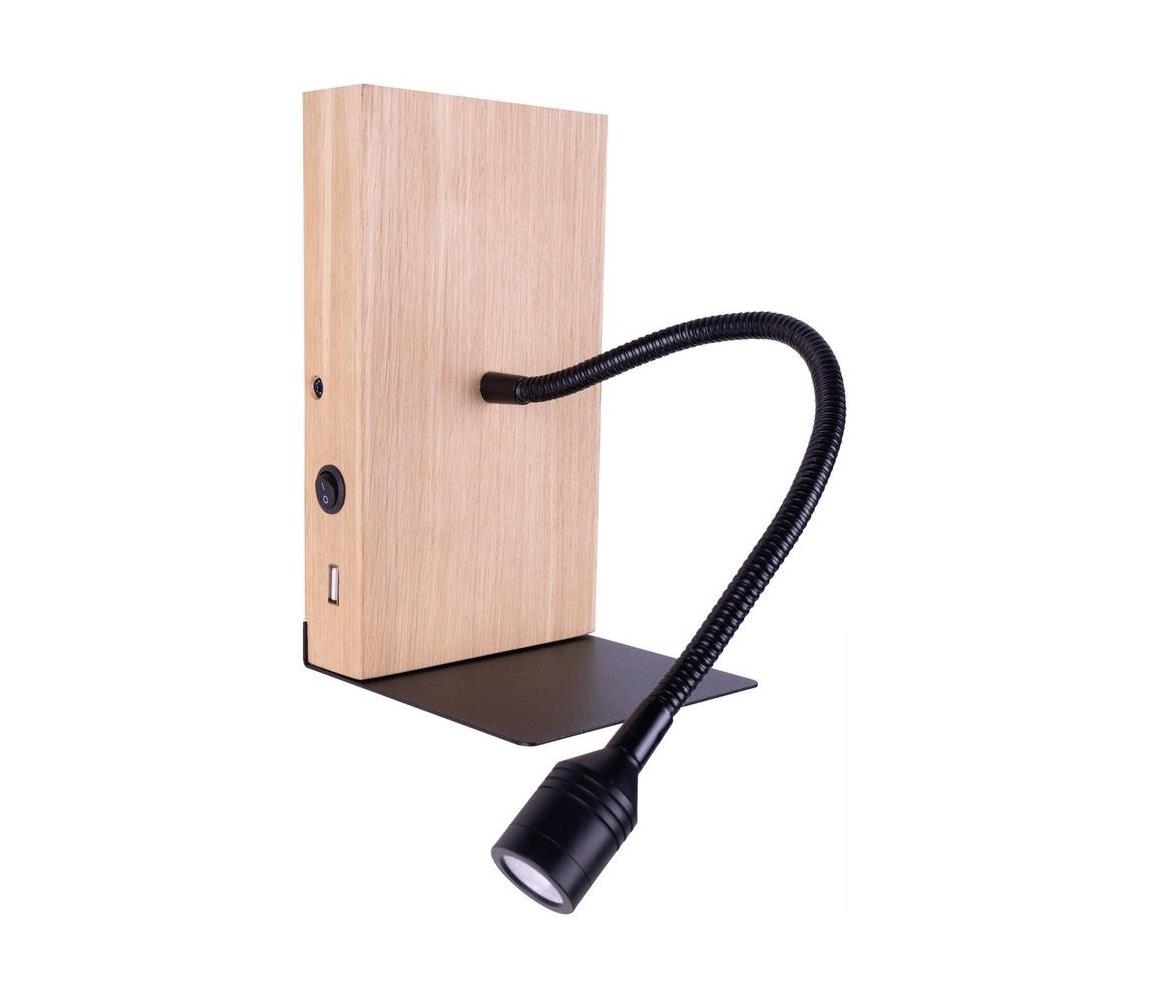 Spot-Light 5722174 - Kinkiet LECTOR LED/2,5W/230V USB dąb