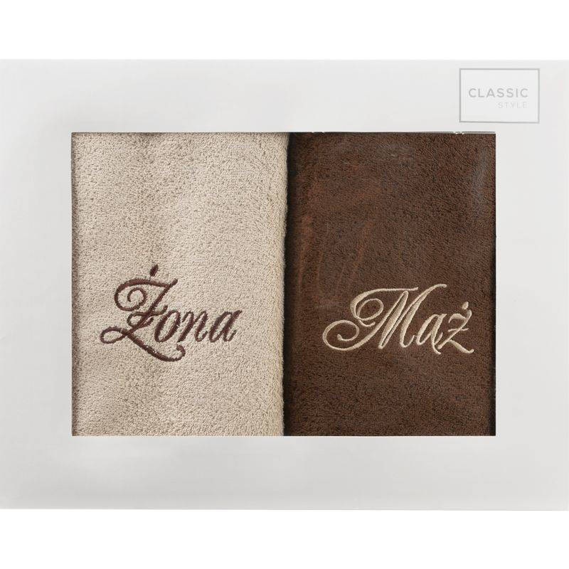 Komplet Ręczników Mąż Żona 2szt. 70 x 140 Beż+Brąz