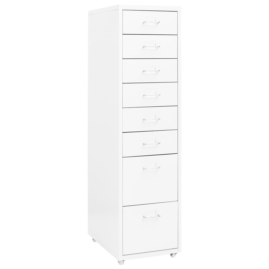 shumee Mobilna szafka kartotekowa biała 28x41x109 cm metalowa