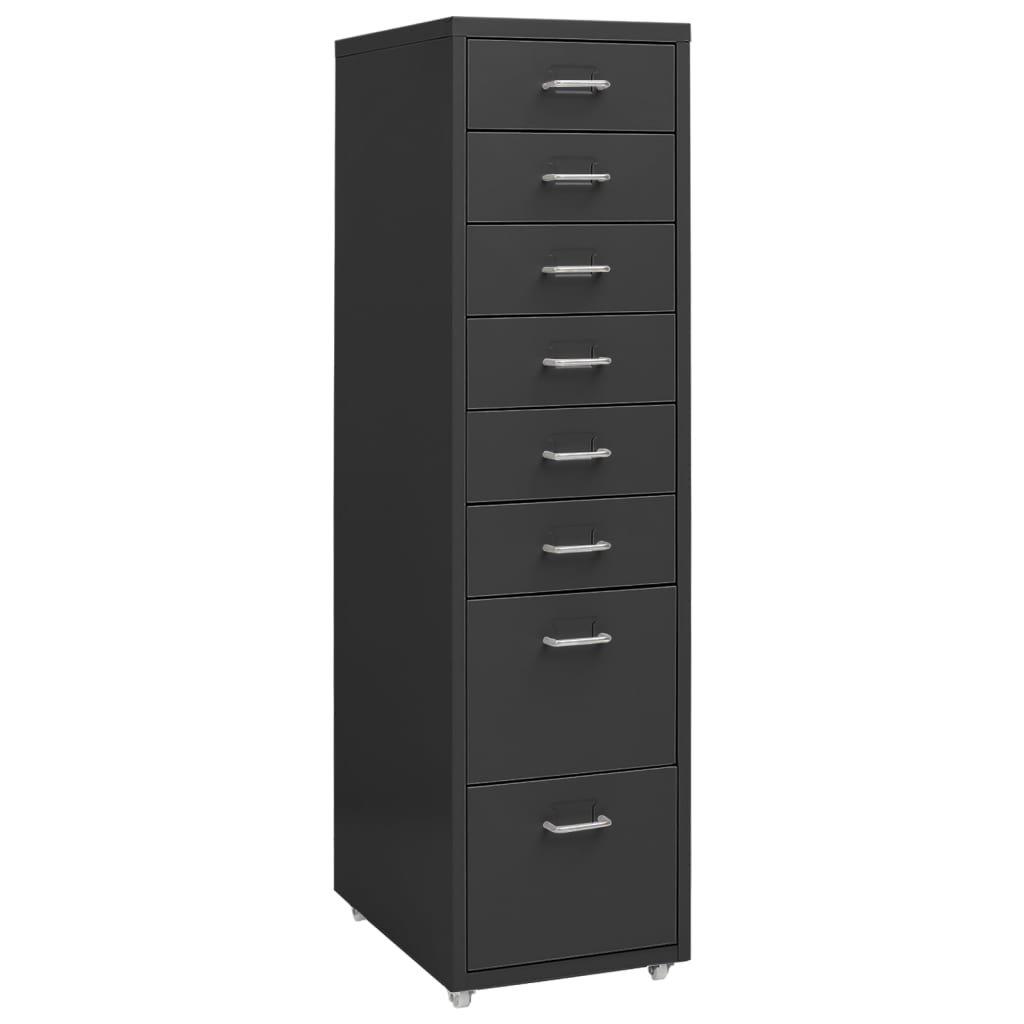 shumee Mobilna szafka kartotekowa antracytowa 28x41x109 cm metalowa