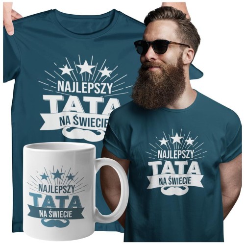 Koszulka dla taty na Dzień Ojca Urodziny z napisem Najlepszy Tata na świecie
