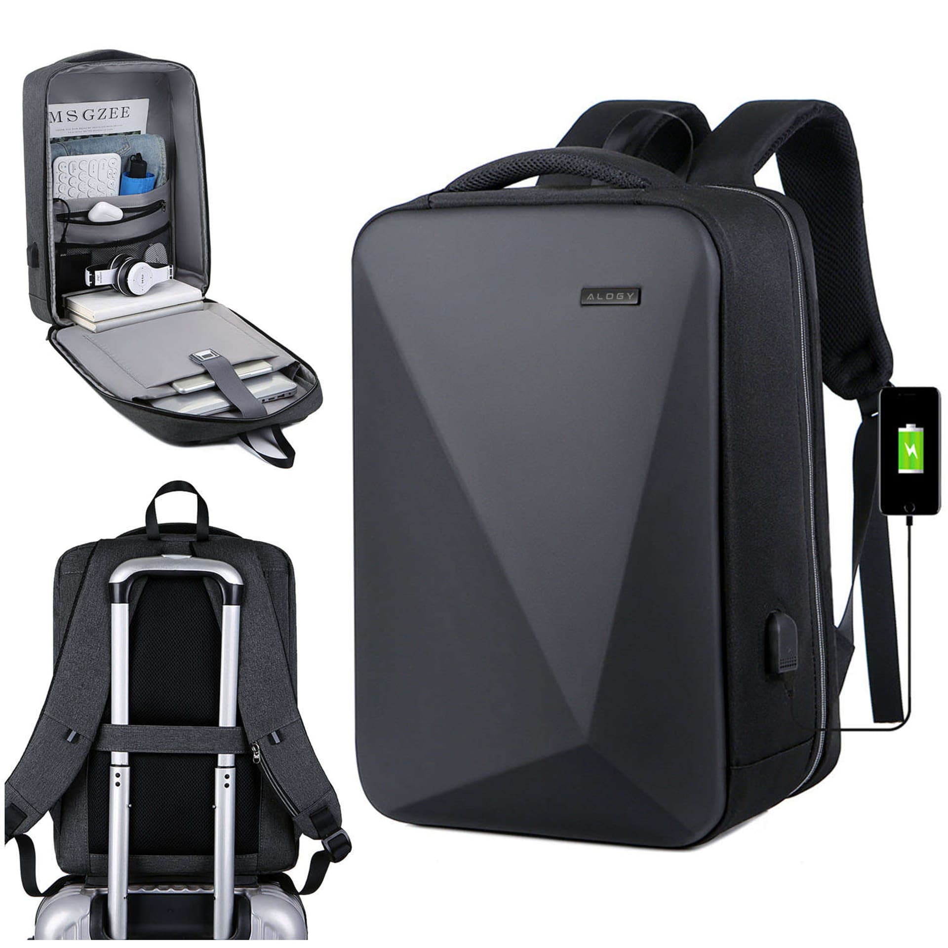 Фото - Інше для мобільних Alogy Plecak antykradzieżowy  Urban Safe na laptopa 15,6" z portem USB duży 