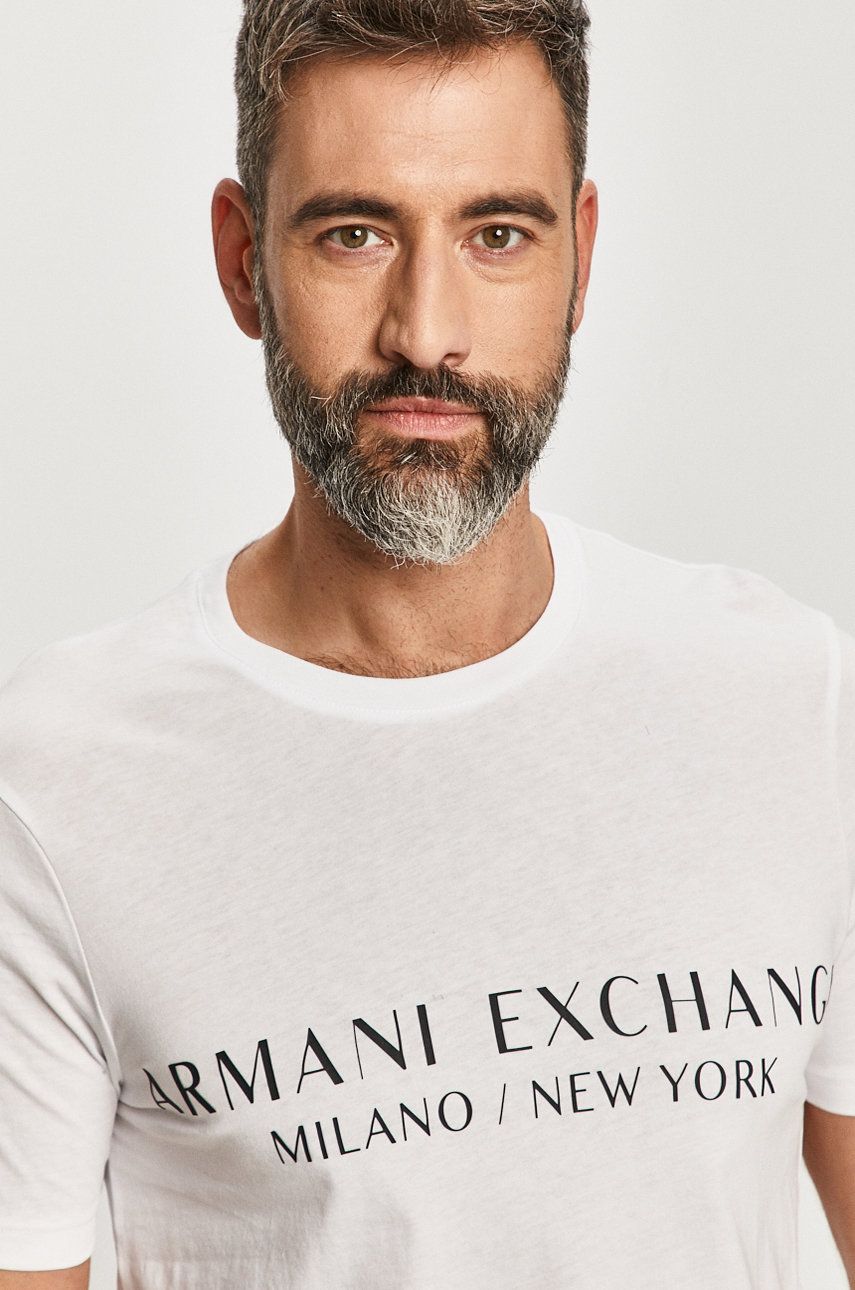 Armani Exchange T-shirt 8NZT72.Z8H4Z.NOS męski kolor biały z nadrukiem