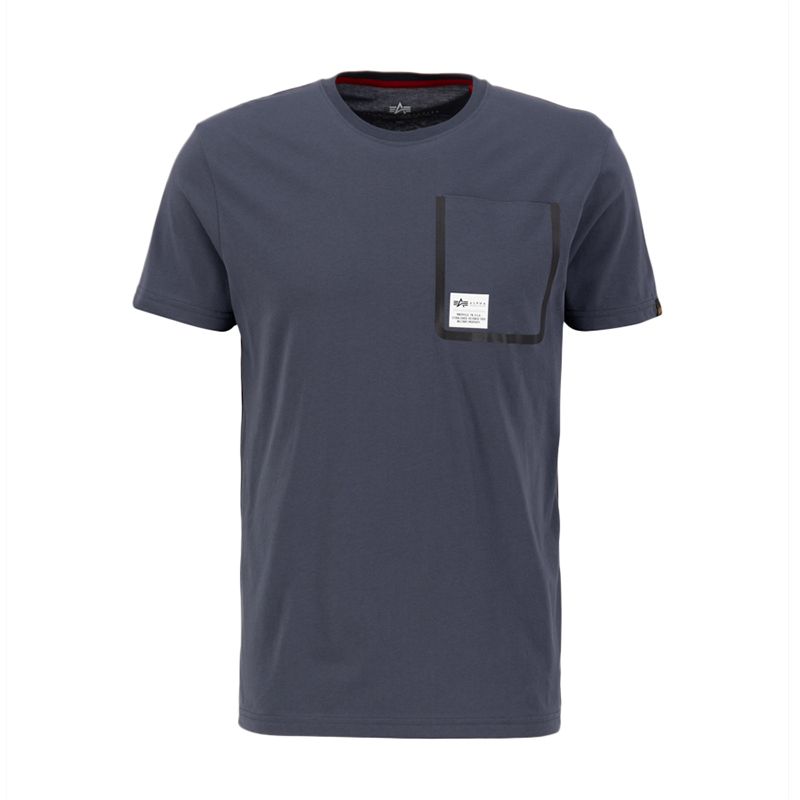 Koszulka Alpha Industries Label Pocket T 136501136 - granatowa