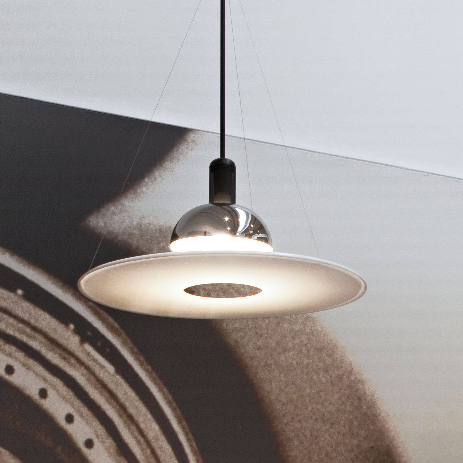 FLOS Lampa wisząca designerska FRISBI, możliwość ściemniania, biały / opal, salon / jadalnia, tworzywo sztuczne, design