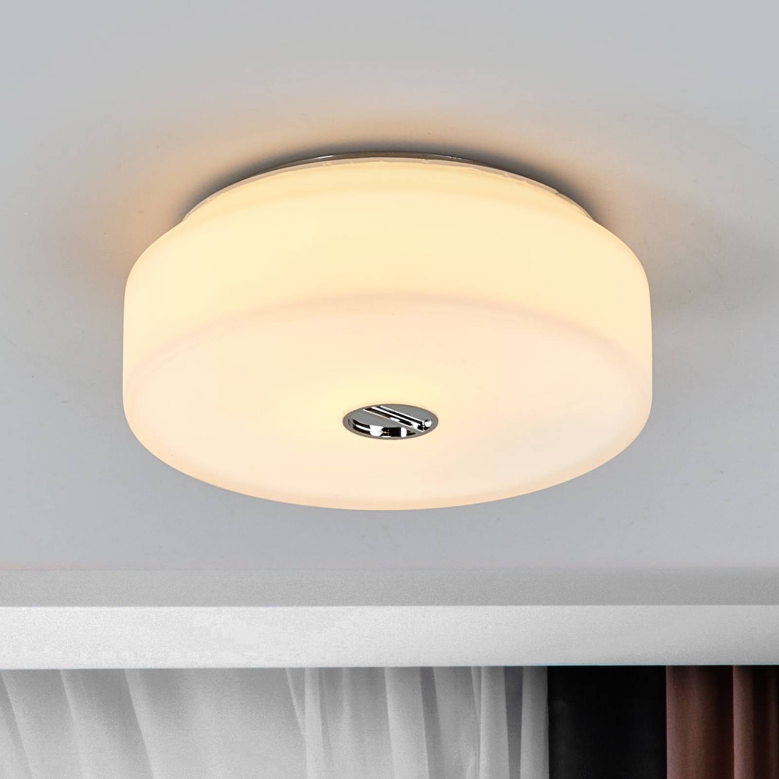 FLOS Lampa sufitowa designerska MINI, możliwość ściemniania, biały / opal, łazienka, szkło, design