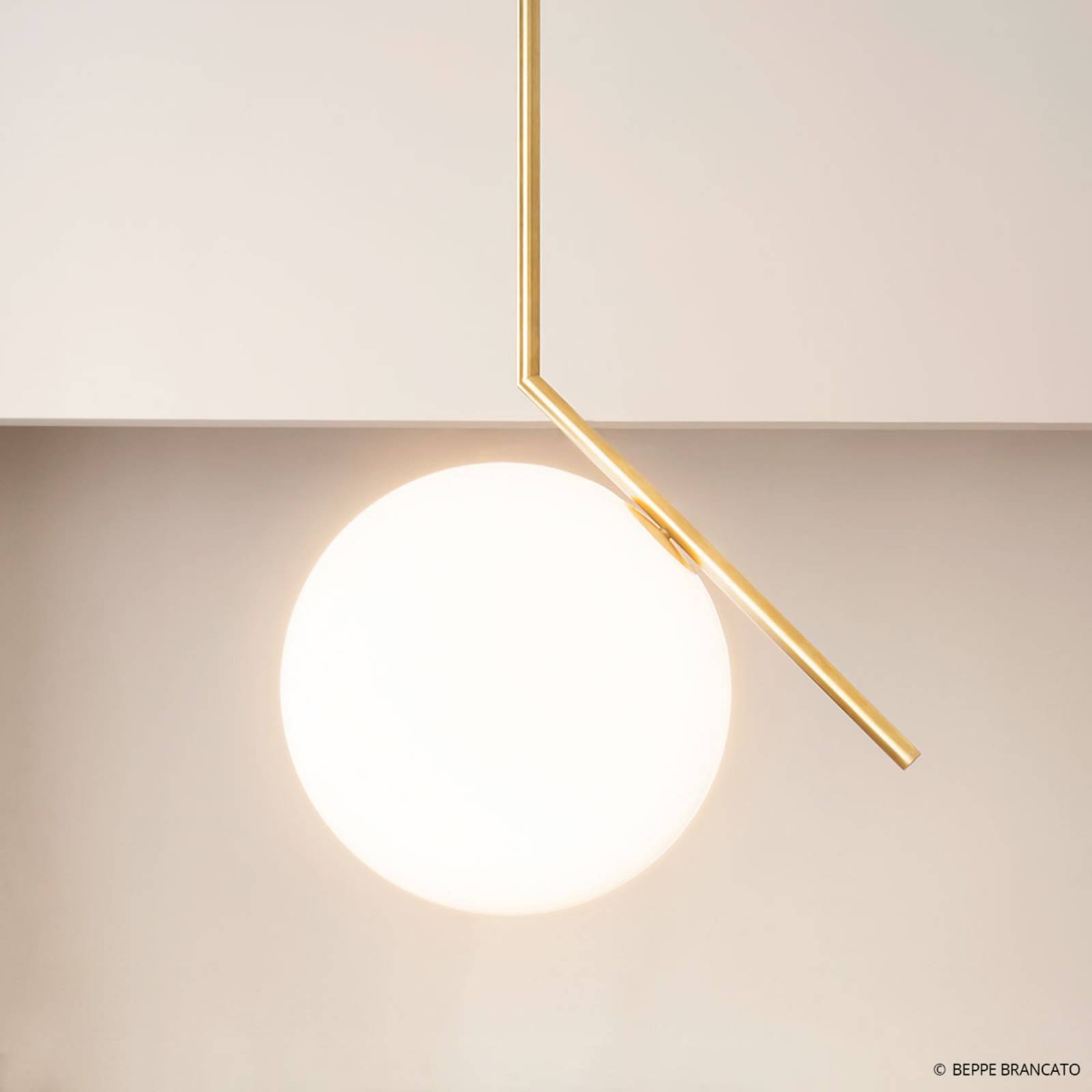 FLOS Lampa wisząca designerska IC S1, możliwość ściemniania, mosiężny / złoty, salon / jadalnia, mosiądz, design