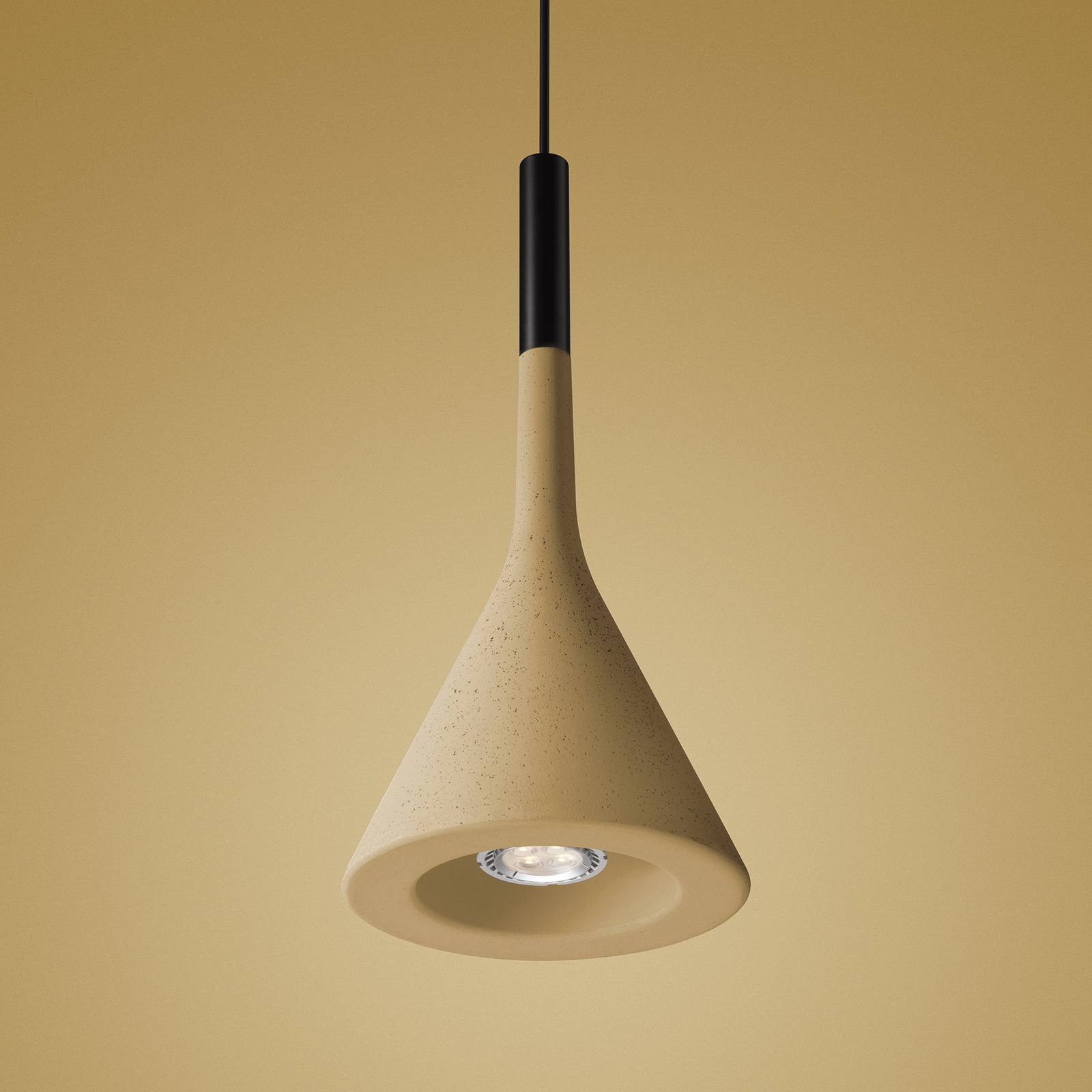 Foscarini Lampa wisząca designerska Aplomb, możliwość ściemniania, żółty / pomarańczowy, kuchnia, beton, design
