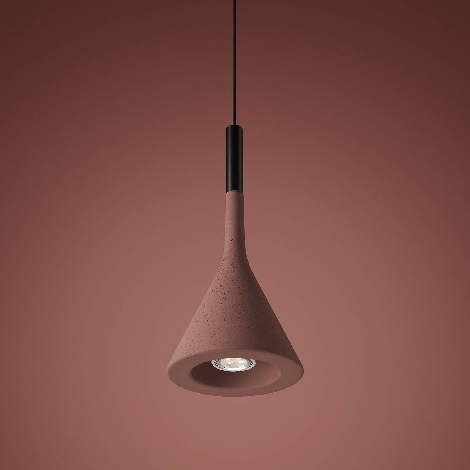 Foscarini Lampa wisząca designerska Aplomb, możliwość ściemniania, czerwony, kuchnia, beton, design