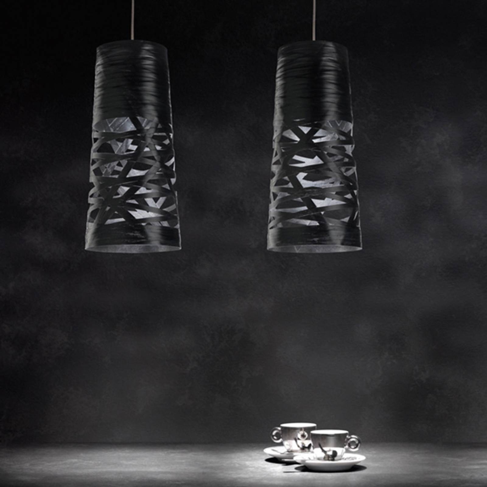 Foscarini Lampa wisząca designerska Tress mini, możliwość ściemniania, czarny, salon / jadalnia, design