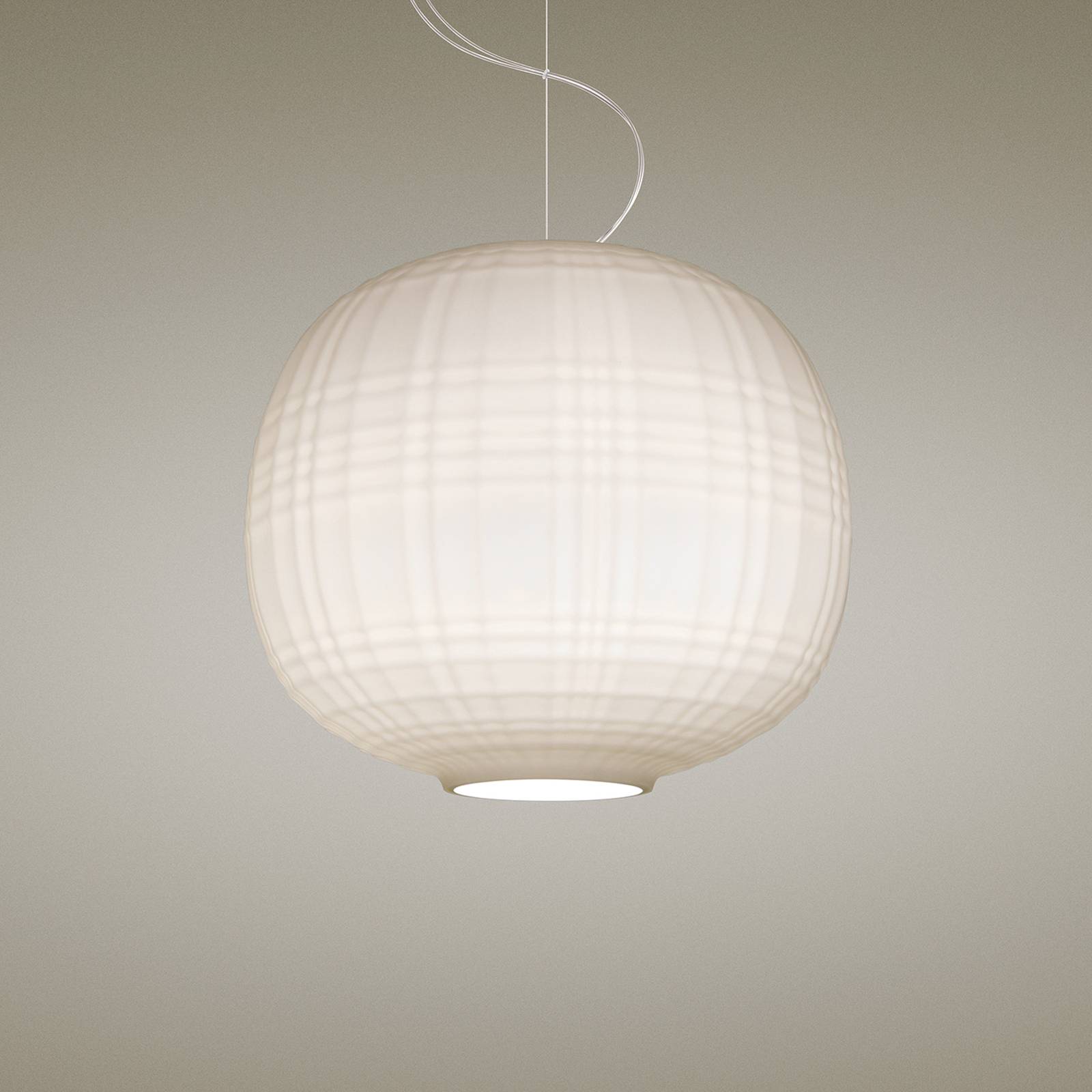 Foscarini Lampa wisząca designerska Tartan, możliwość ściemniania, biały / opal, salon / jadalnia, szkło, design