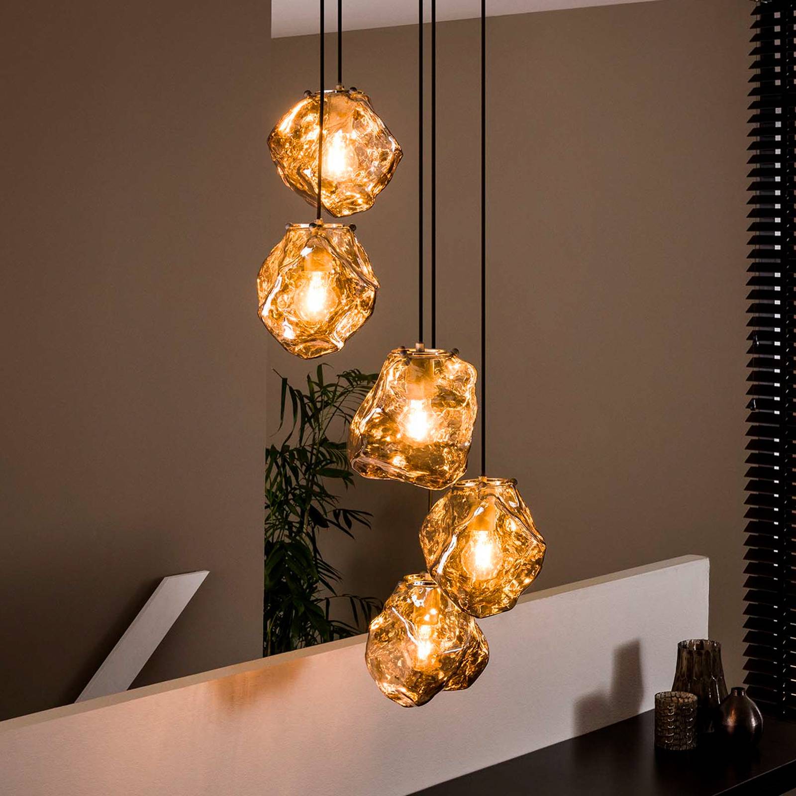 ZIJLSTRA Lampa wisząca szklana Guldenthal, możliwość ściemniania, chromowy / srebrny, salon / jadalnia, szkło