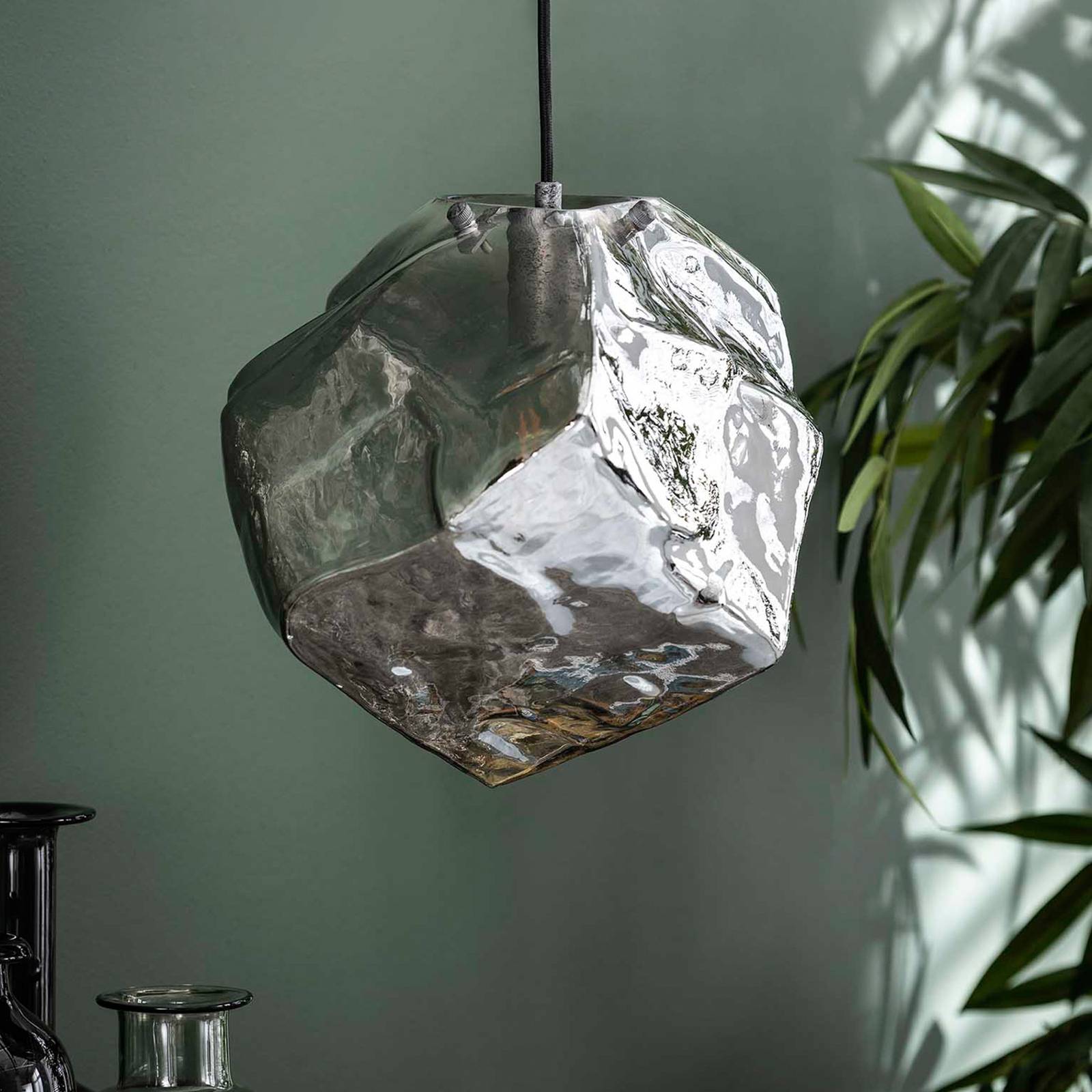 ZIJLSTRA Lampa wisząca szklana Guldenthal, możliwość ściemniania, chromowy / srebrny, salon / jadalnia, szkło