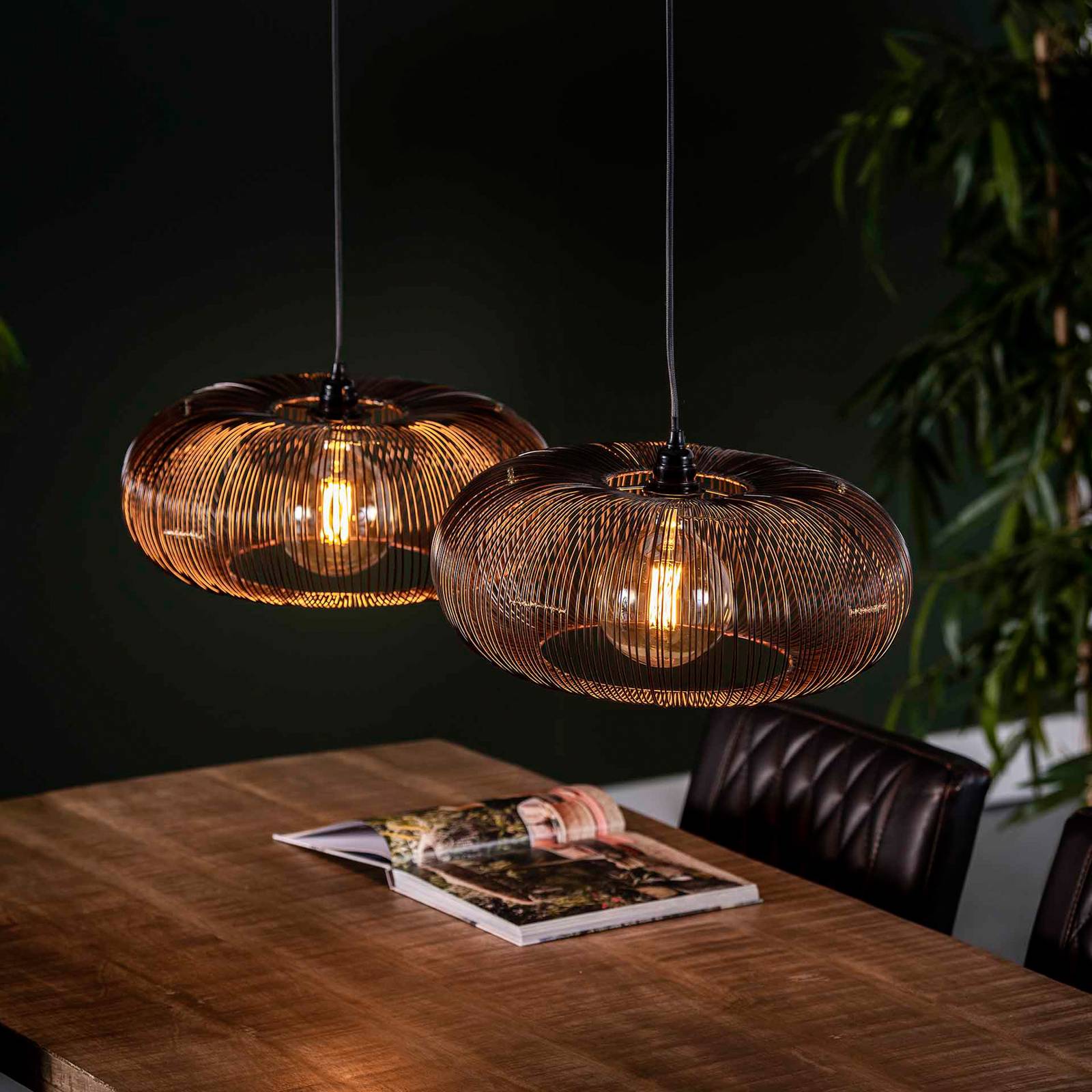 ZIJLSTRA Lampa wisząca Rippberg, możliwość ściemniania, czarny, salon / jadalnia, metal