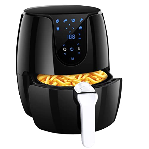 Frytkownica na gorące powietrze z 6 różnymi programami gotowania, wielofunkcyjna frytkownica powietrzna 3,5 l, frytkownica bezolejowa, 1500 W Airfryer z ekranem dotykowym LED