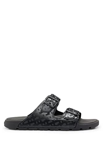 BOSS Męskie klapki Surfley Sand z dwoma paskami i detalami monogramu rozmiar, czarny, 42 EU