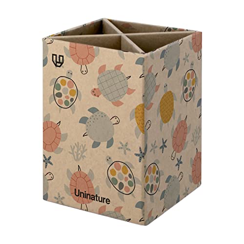 Unipapel | Uchwyt na długopisy na biurko | Ekologiczny | Karton i papier pakowy 100% z recyklingu | 70x70x100mm | Uninature Design Turtle | FSC Recycled 100%