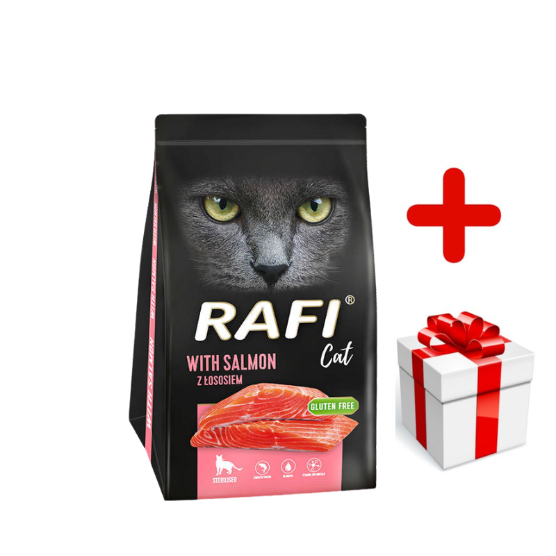 DOLINA NOTECI Rafi Cat karma sucha dla kotów sterylizowanych z łososiem 1,5kg + niespodzianka dla kota GRATIS!