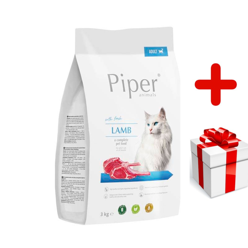 DOLINA NOTECI Piper Animals z jagnięciną dla kotów 3kg + niespodzianka dla kota GRATIS!