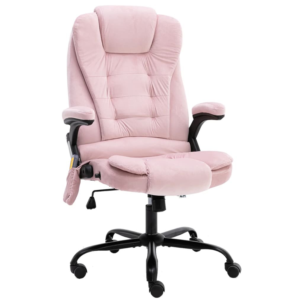 shumee shumee Masujące krzesło biurowe różowe tapicerowane aksamitem