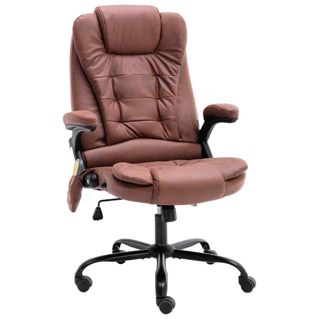 shumee shumee Masujące krzesło biurowe jasnobrązowe obite prawdziwą skórą