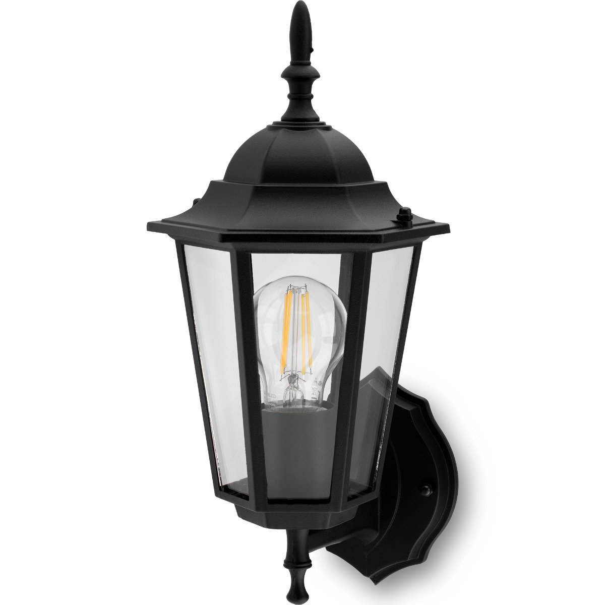 Kinkiet Ogrodowy Elewacyjny Zewnętrzny E27 LATARNIA do GÓRY Czarna BELLIS LUMILED