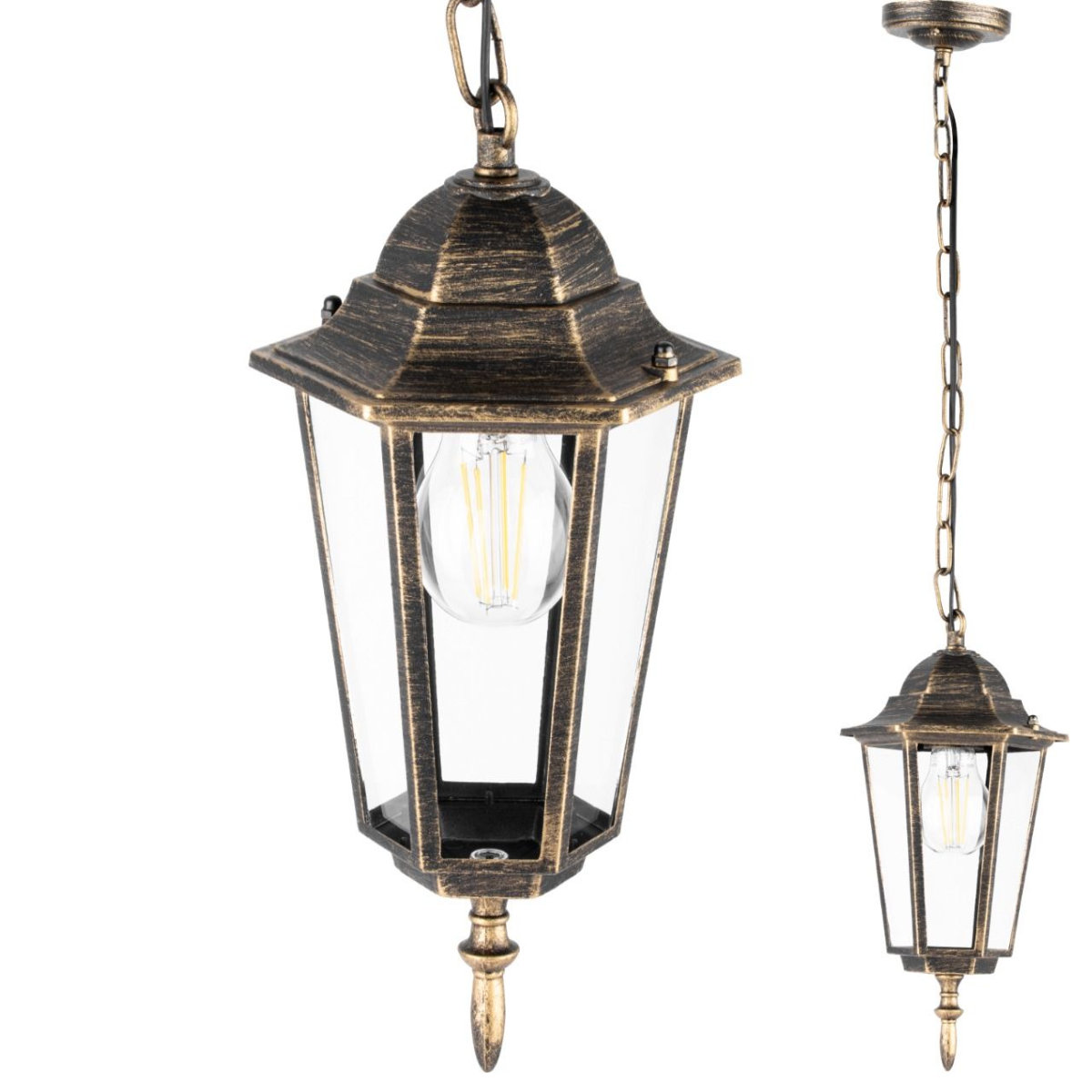Lampa Ogrodowa Wisząca Zewnętrzna E27 LATARNIA Patyna BELLIS LUMILED
