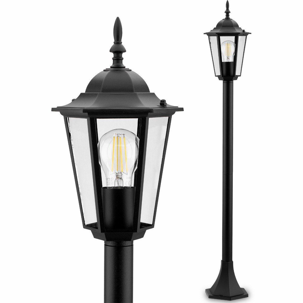 Lampa Ogrodowa Zewnętrzna E27 SŁUPEK LATARNIA 1m Czarna BELLIS LUMILED