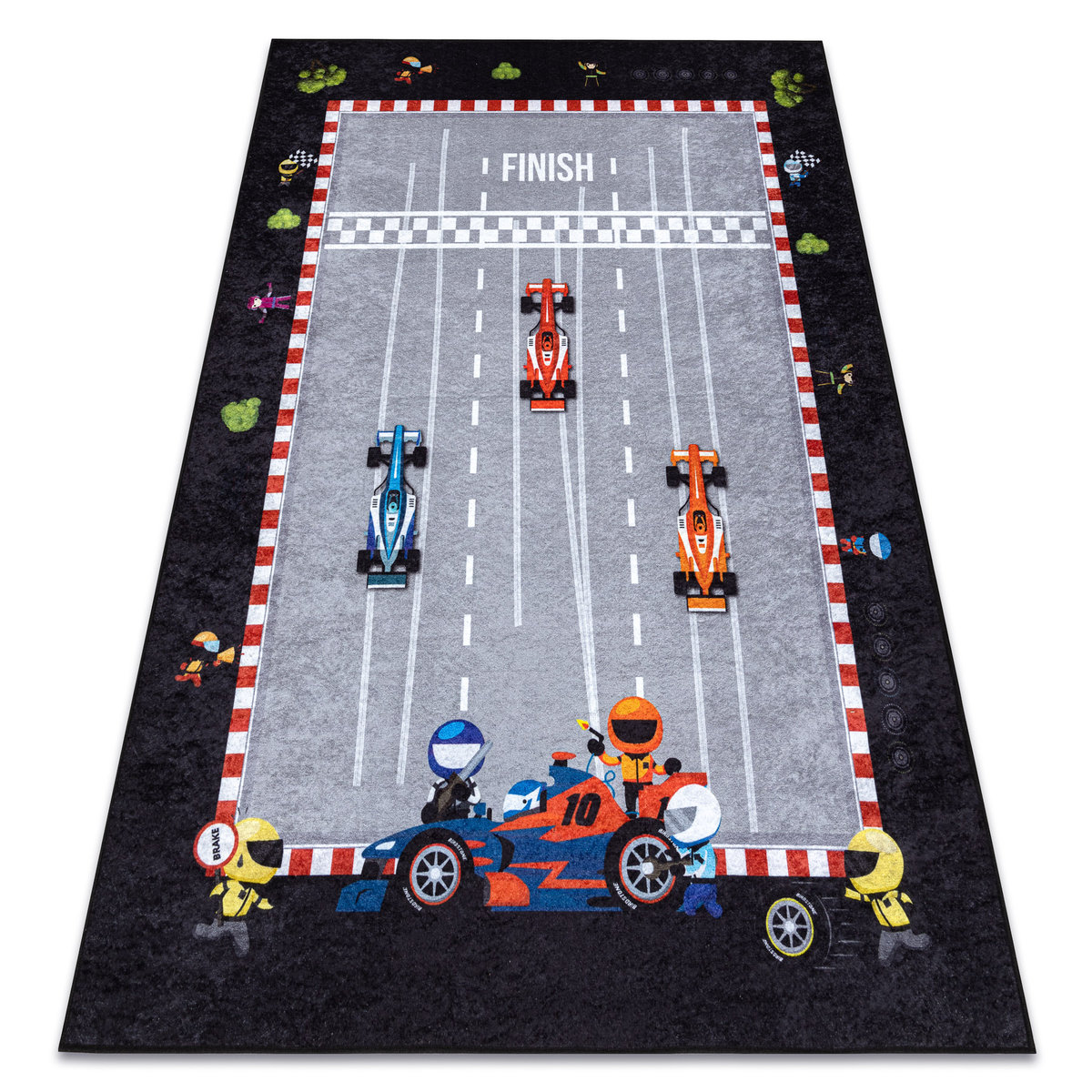 Dywan do prania JUNIOR 52108.801 Wyścigówka, formuła 1 dla dzieci, antypoślizgowy - szary, 160x220 cm