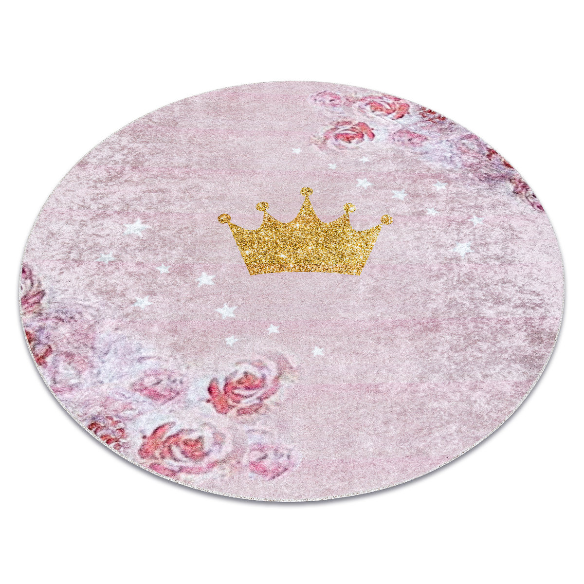Dywan do prania JUNIOR 51549.802 koło Korona dla dzieci, antypoślizgowy - różowy, koło 80 cm