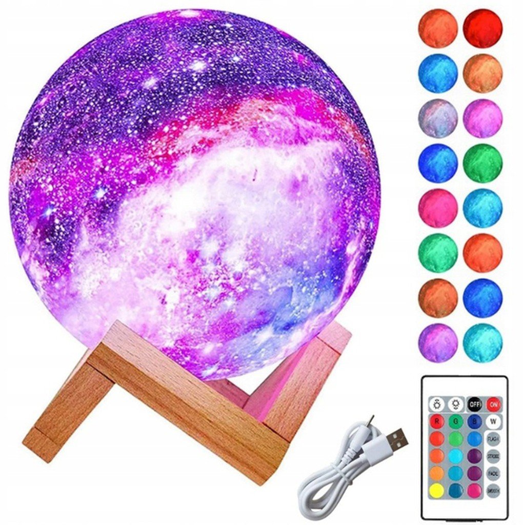 Lampka nocna księżyc 3D RGB USB moon light 8cm + pilot