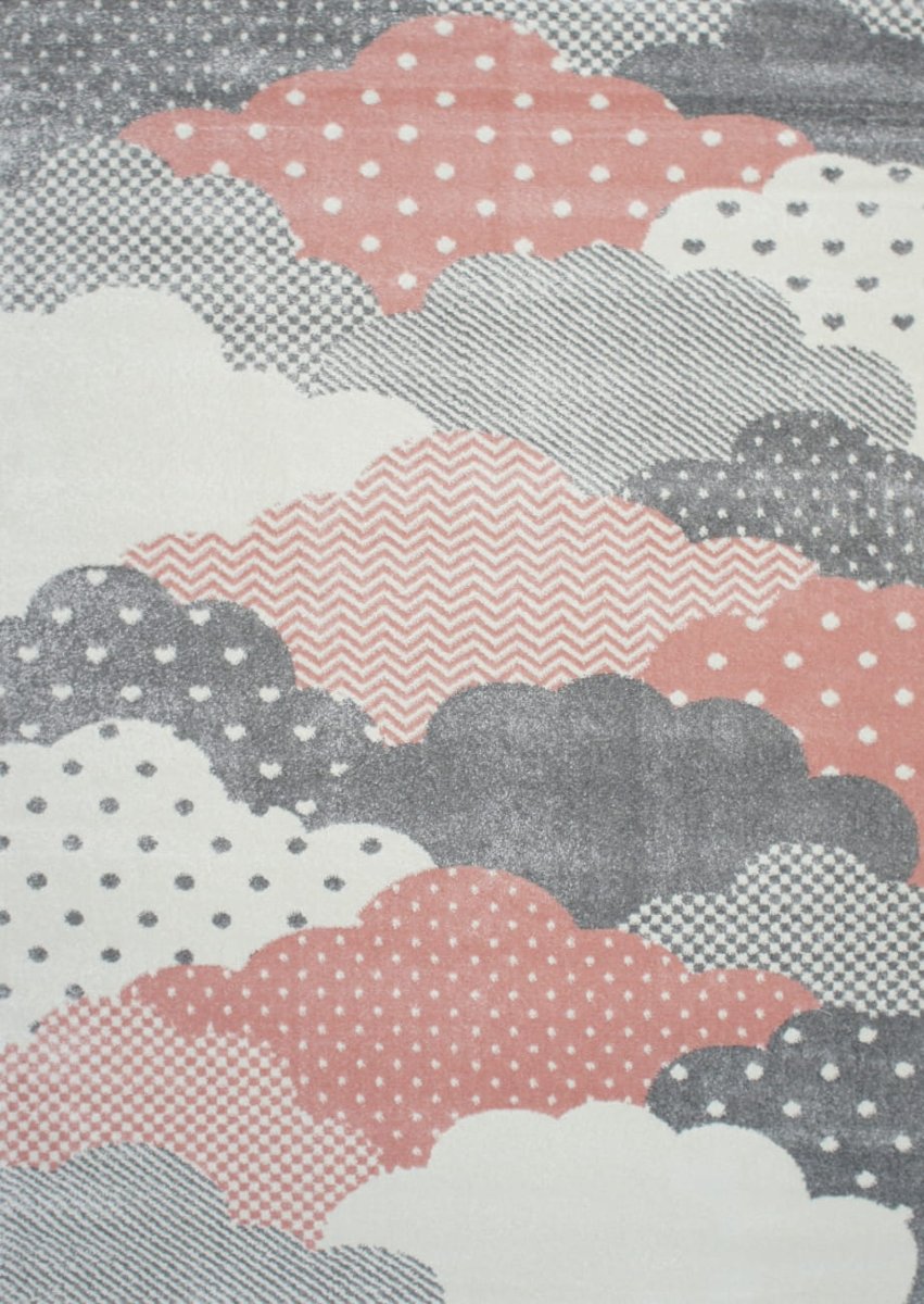 Dywan Bambi chmurki szary / różowy, 120x170 cm