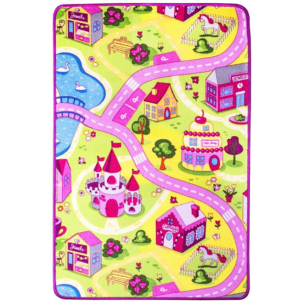 Dywan ulice 133x190 SWEET TOWN ( różowe) Krystynka