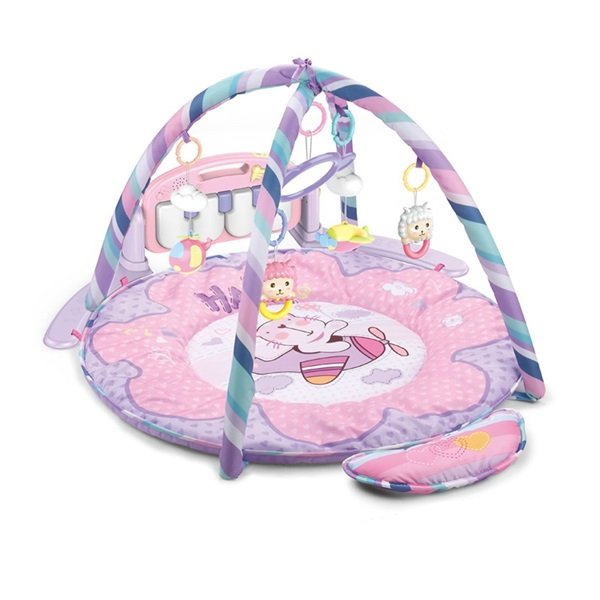 Baby Mix 46211 Mata Edukacyjna Z Pianinkiem Safari Różowa