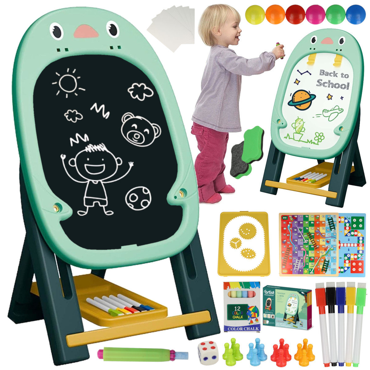 Tablica EDUKACYJNA Magnetyczna Akcesoria Gry Gąbka X420Z