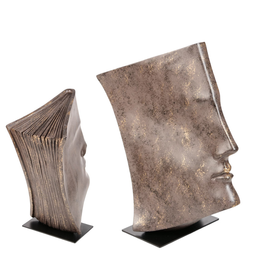 Nowoczesna Rzeźba Dekoracyjna w Kolorze Miedzi - Figurka Twarzy w Książce 29cm